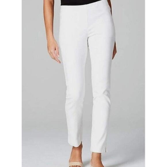 New NWOT J. Jill Essential Cotton Stretch Pants White 4 Petite Crop - Picture 1 of 9